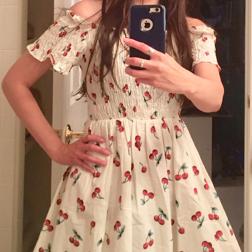 Lolita Cherry Print Vintage Style Dress